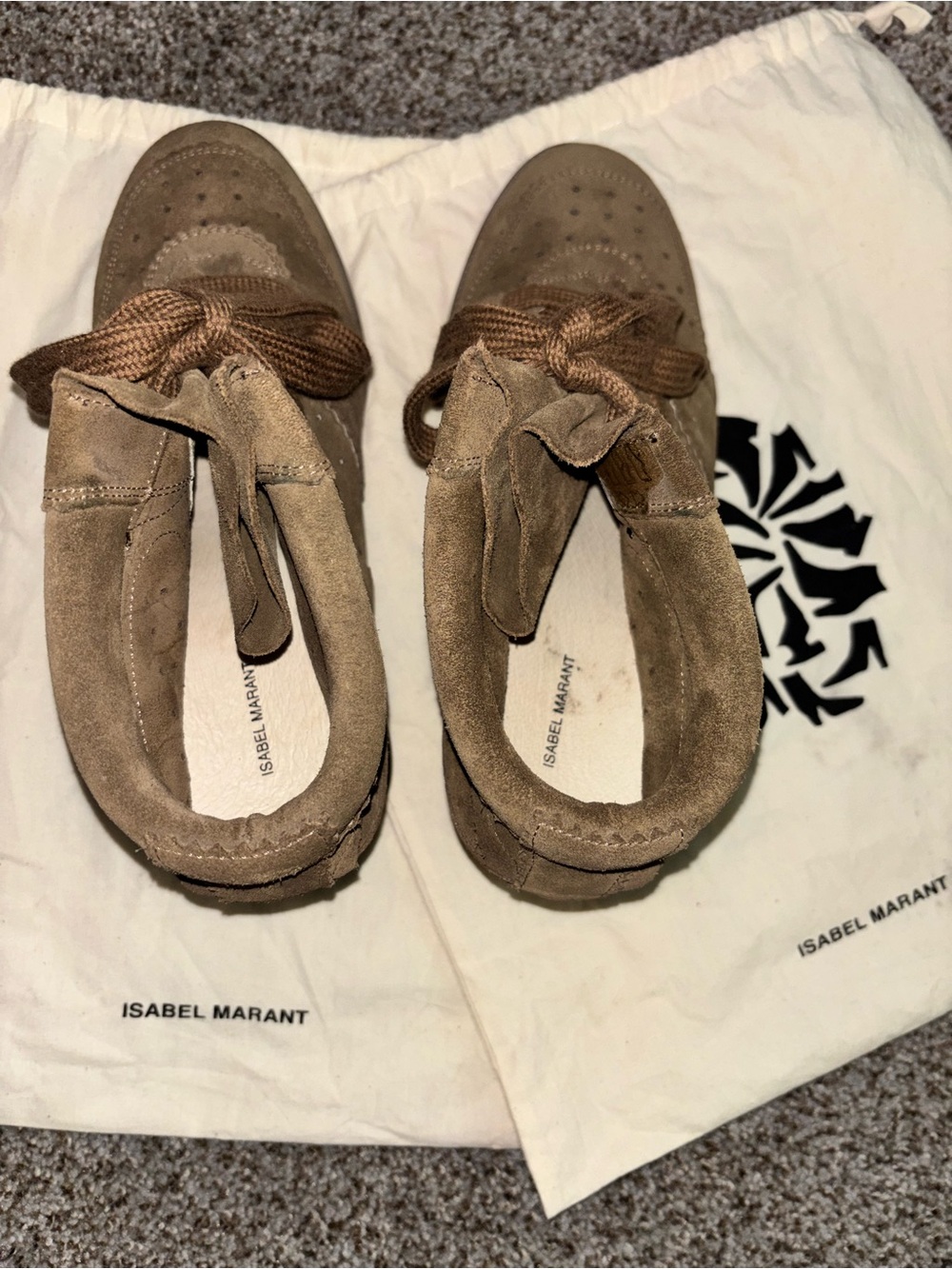 Isabel Marant Brown Suede Lace-Up Wedge Boots - Picture 8 of 12